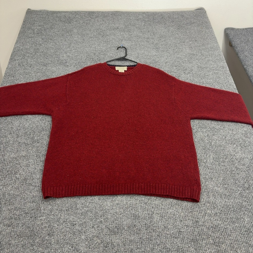 J.Crew‎ Sweater Mens XL Red Shetland Wool Crewneck Classic Preppy